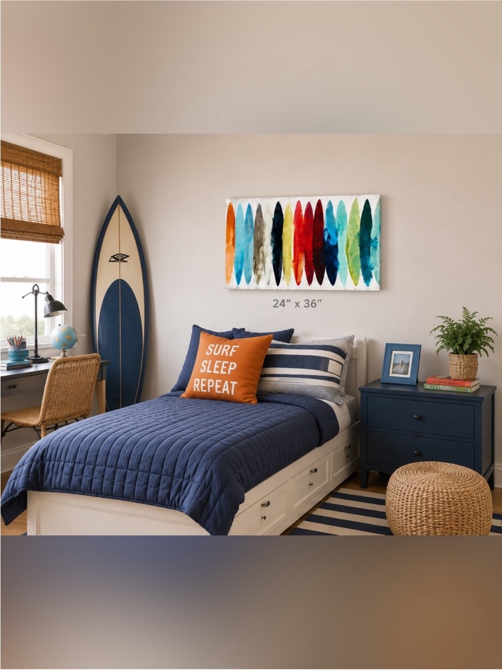 Randy Hibberd “Even Flow” Surfboard Paddleboard Canvas Wall Art Coastal Beach